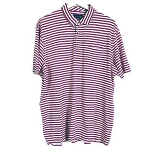 Charleston Threads Purple Striped Golf Polo, Men's XL, 100% Cotton, Front pocket